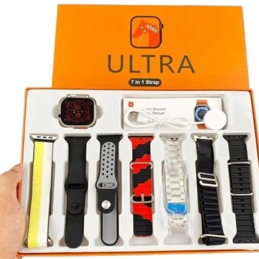 7 in 1 Ultra Smart Watch With 7 Straps And Wireless Charger With Free Delivery