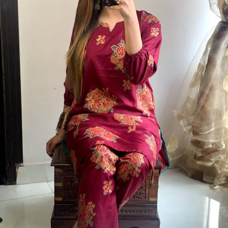 New Gulaab Design Two Piece Suits (premium Lilen) Block Print Designs